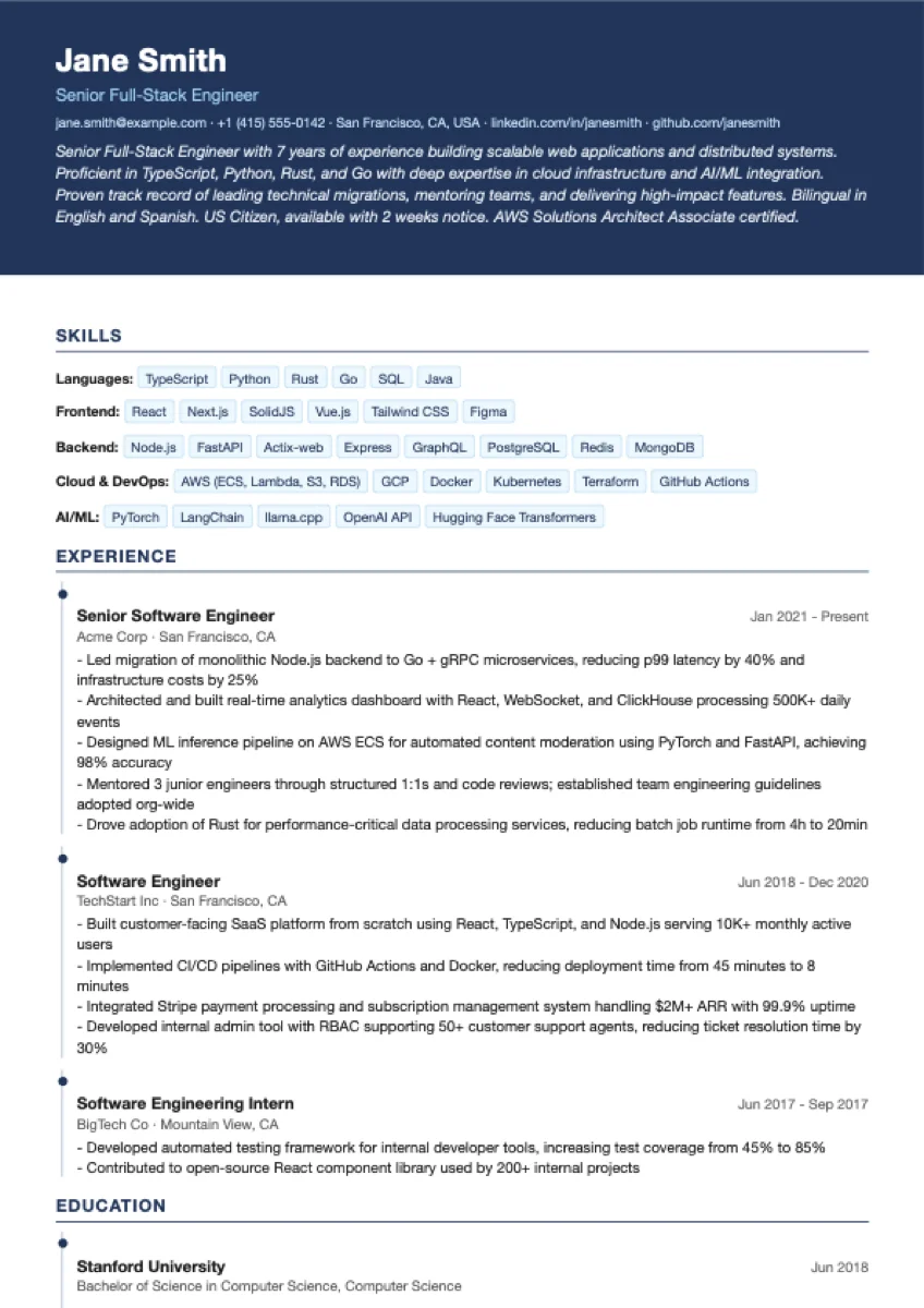 Modern resume template